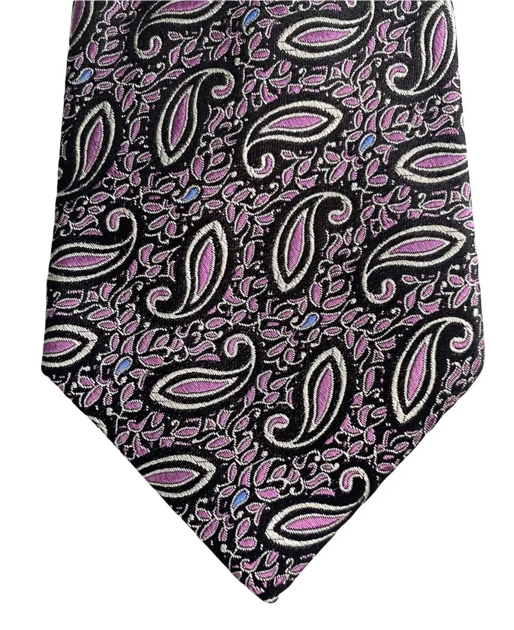 Daniel Cremieux Mantero Nwt Black Paisley 100% Silk Handmade in Italy Neck Tie